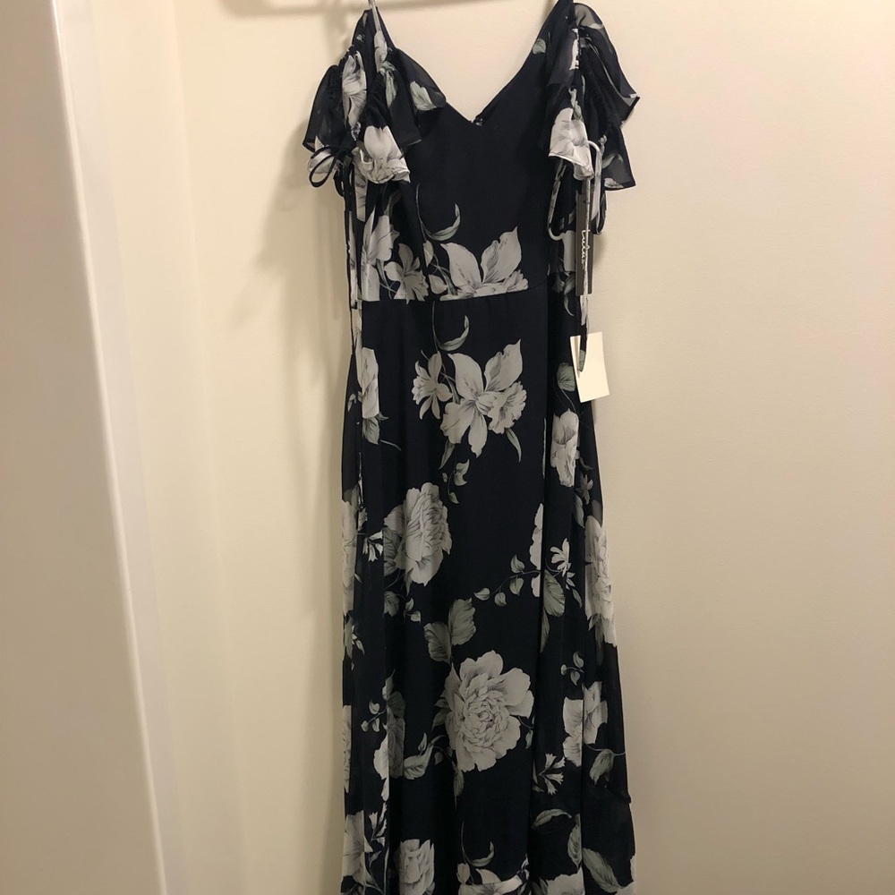 Lulus Navy Blue Floral Off-the-Shoulder Maxi Dress - Picture 5 of 8